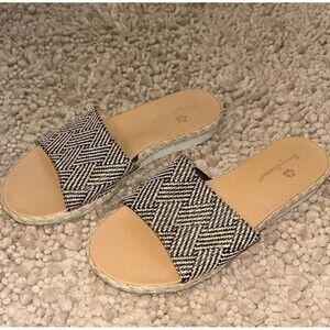 Tommy Bahama Trevor Woven Slide Sandals Womens Size 8.5 Beige Black
